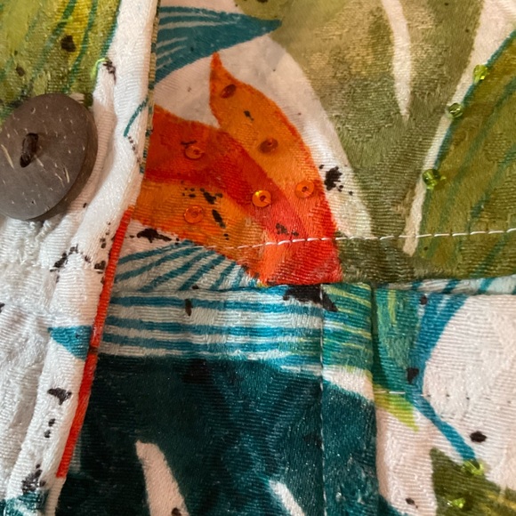 Life Style Tropical Leaf Print Blazer - Picture 10 of 11